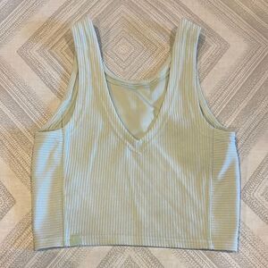Lululemon Ribbed Softstreme Cropped Tank Kohlrabi Green - Size: 0